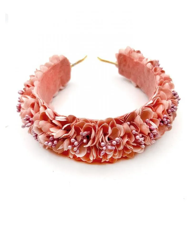 DIADEMAS ROSAS DE FLORES Y FIESTA PARA BODAS Y EVENTOS